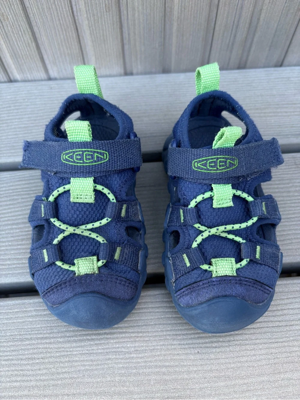 KEEN Hyperport H2 Toddler Water Sandals 6C Navy Blue Lime Green Hiking Shoes